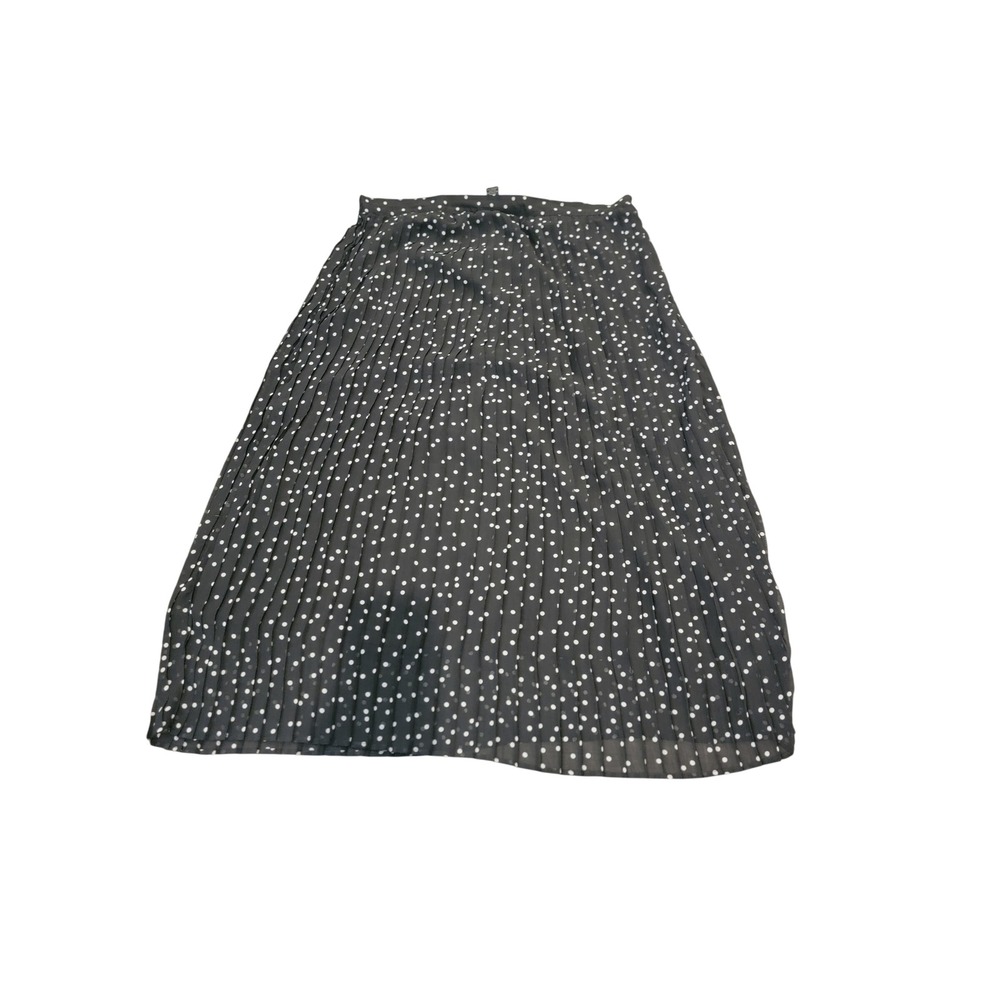 Ashley Stewart Black White Polka Dot Pleated Midi Skirt Plus Size 18/20 Chiffon
